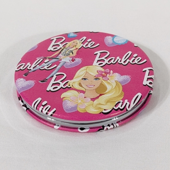 Barbie Pink Round Double Sided Portable Folding Compact Mirror - Picture 4 of 6